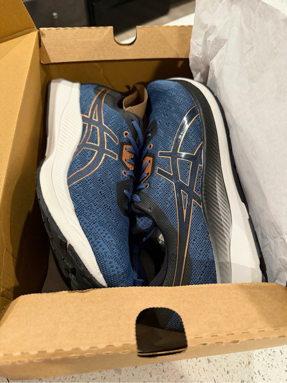 ASICS Blue Running Sneakers with Copper Accents